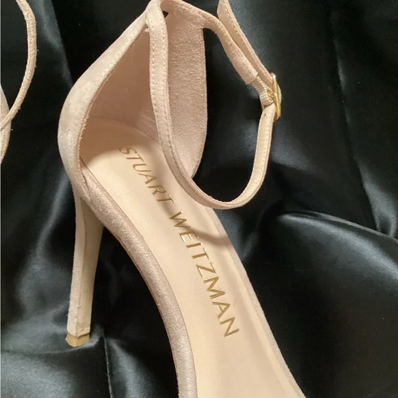 Stuart Weitzman “Nudest II” in Blush Pink Suede Ankle-Strap, Summer Heels 8 - Picture 4 of 9